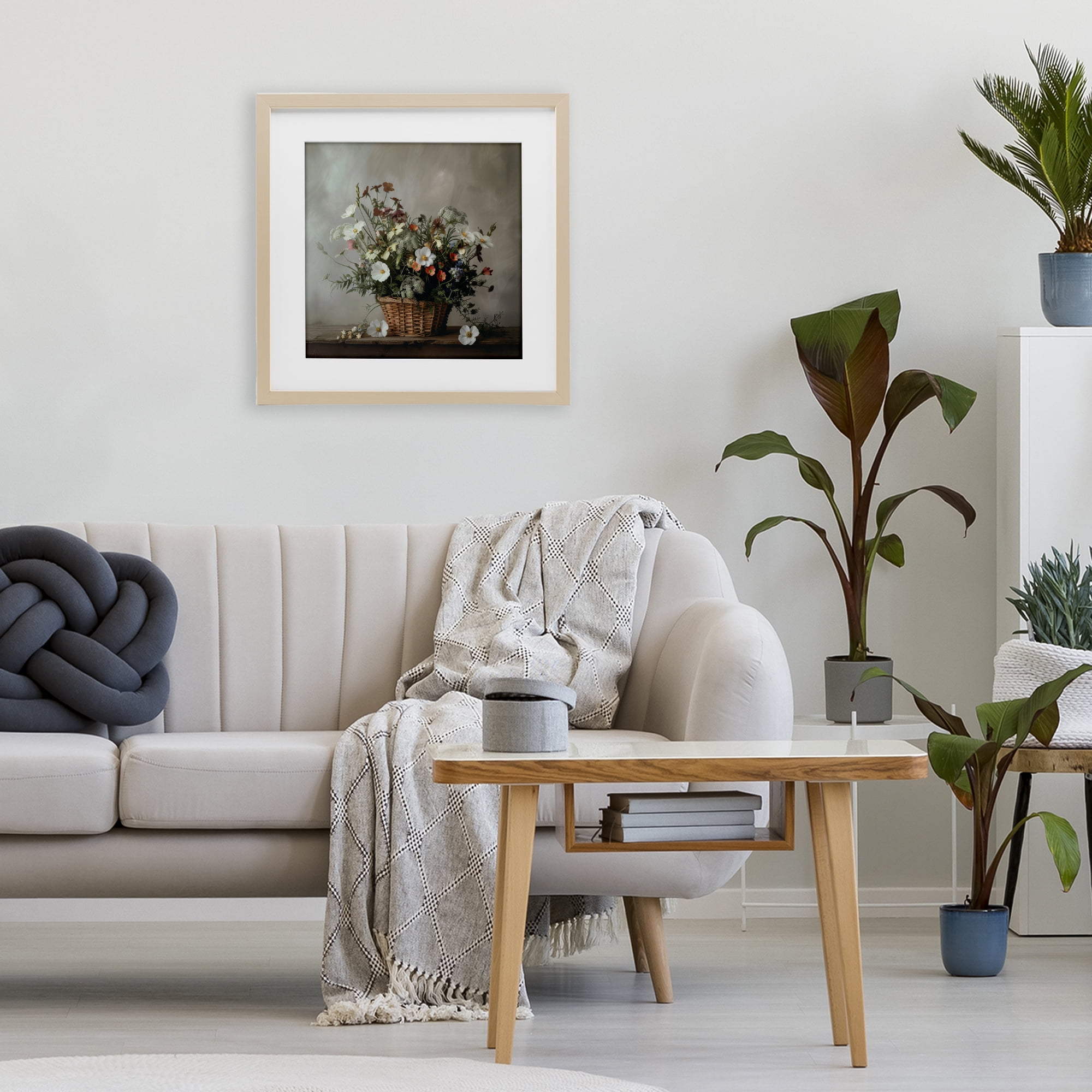 Stupell Industries Flowers In A Basket Arrangement Birch Framed Print Under Glass, design by Lazar Studio