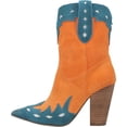 thumbnail image 2 of Dingo Women's Spicy Underlay Suede Leather Western Booties Snip Toe Orange 7 M  US, 2 of 7