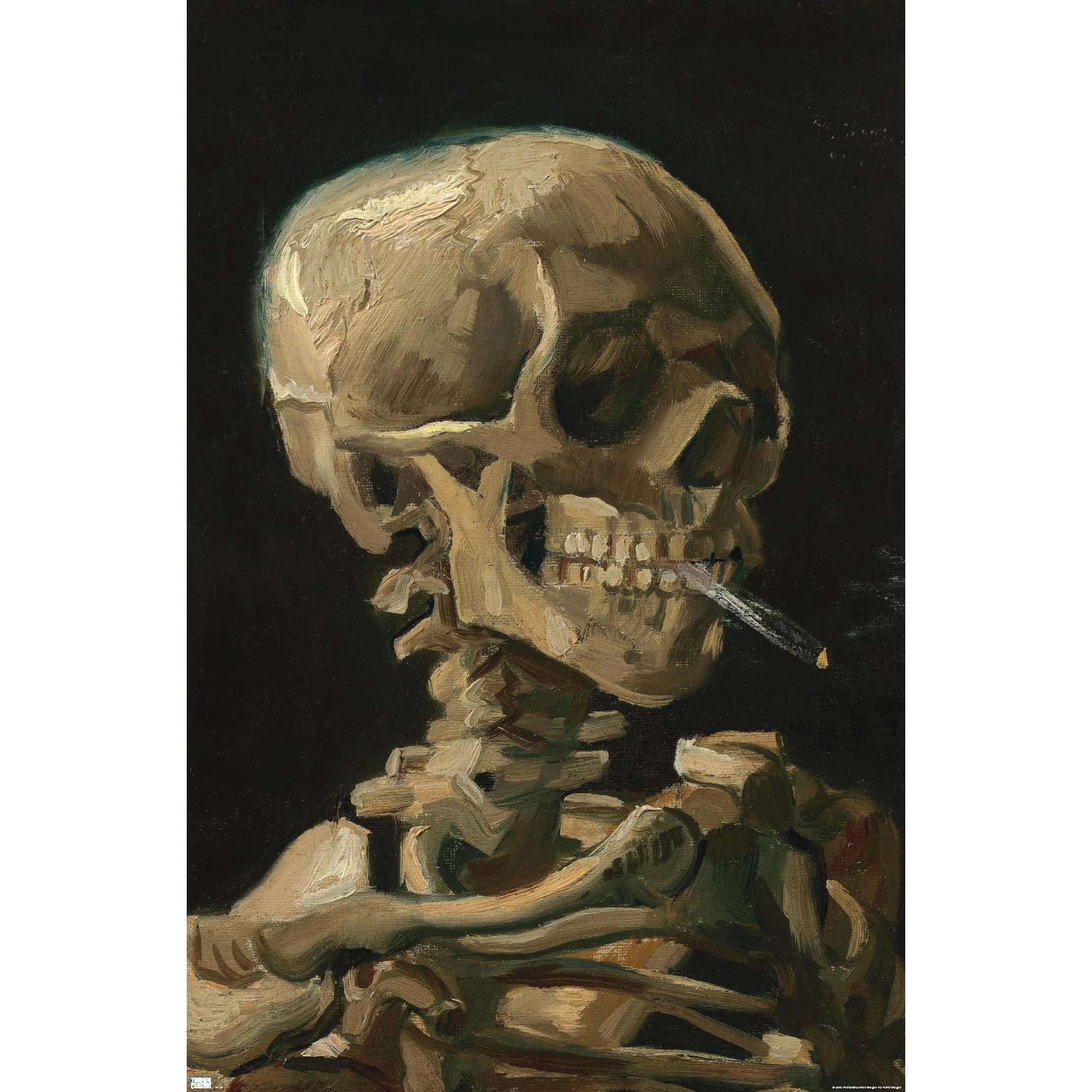 Skull of a Skeleton with Burning Cigarette by Vincent van Gogh Wall Poster, 22.375" x 34"