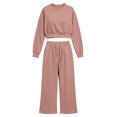 thumbnail image 7 of Sweatsuits Women 2 Piece Outfit 2026 Solid Drawstring Wide Leg Sweatpants Crew Neck Long Sleeve Cropped Tracksuit, 7 of 7