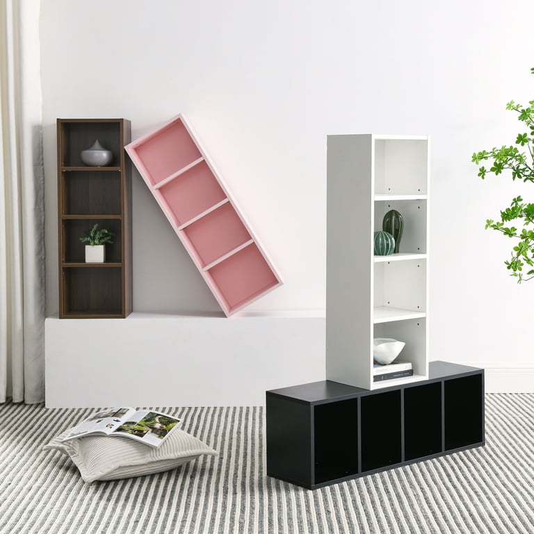 Basicwise Modern 8 Tier Bookcase Wall Mount and Freestanding Storage Shelves  For Decoration Display