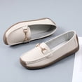 thumbnail image 5 of Rokment Women's Oxfords Penny Loafers Boat Shoes for Pregnant Women Comfortable Soft Leather Slip on Ballet Flat Low Heel Walking Dress Sneakers White Size 6.5, 5 of 5