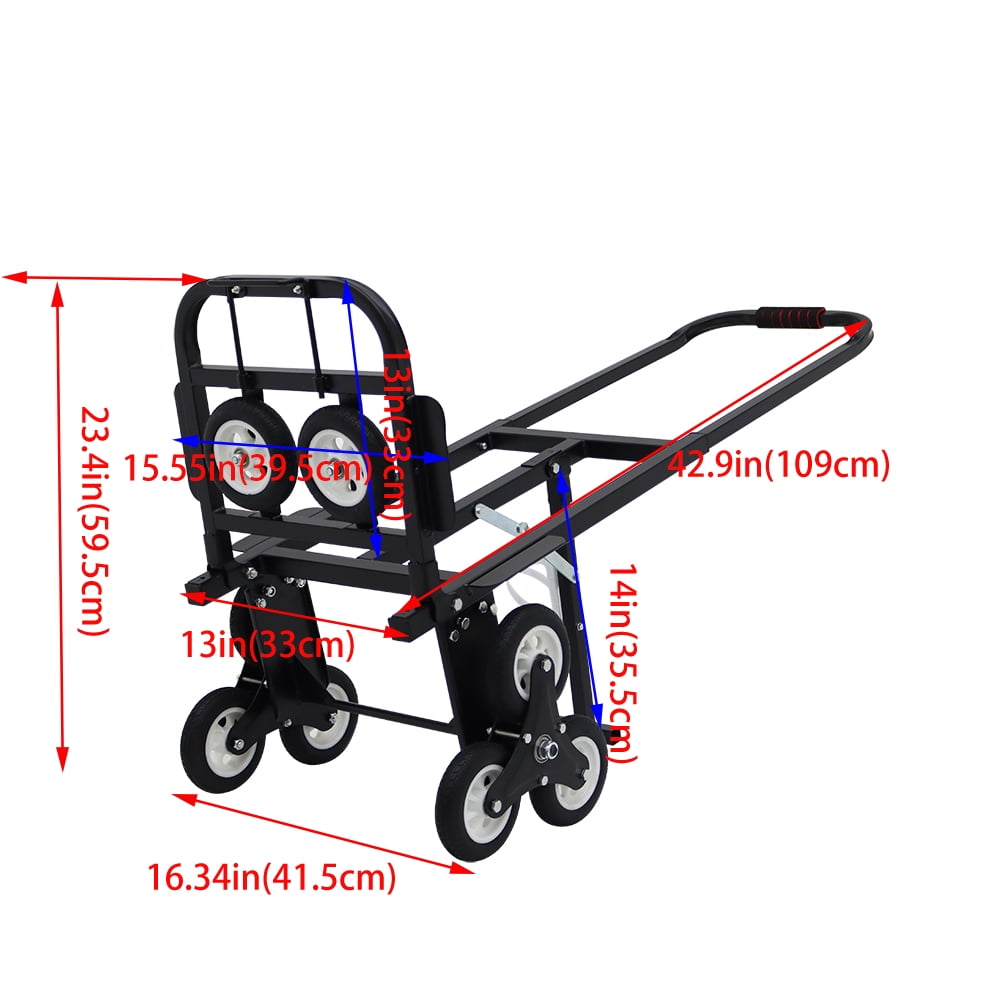 PreAsion Carbon Steel Climbing Stairs Folding Hand Truck Luggage Cart Heavy Duty Transport