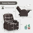 thumbnail image 7 of Infans Kids Youth Recliner Chair PU Leather w/Cup Holders & Side Pockets Brown, 7 of 7