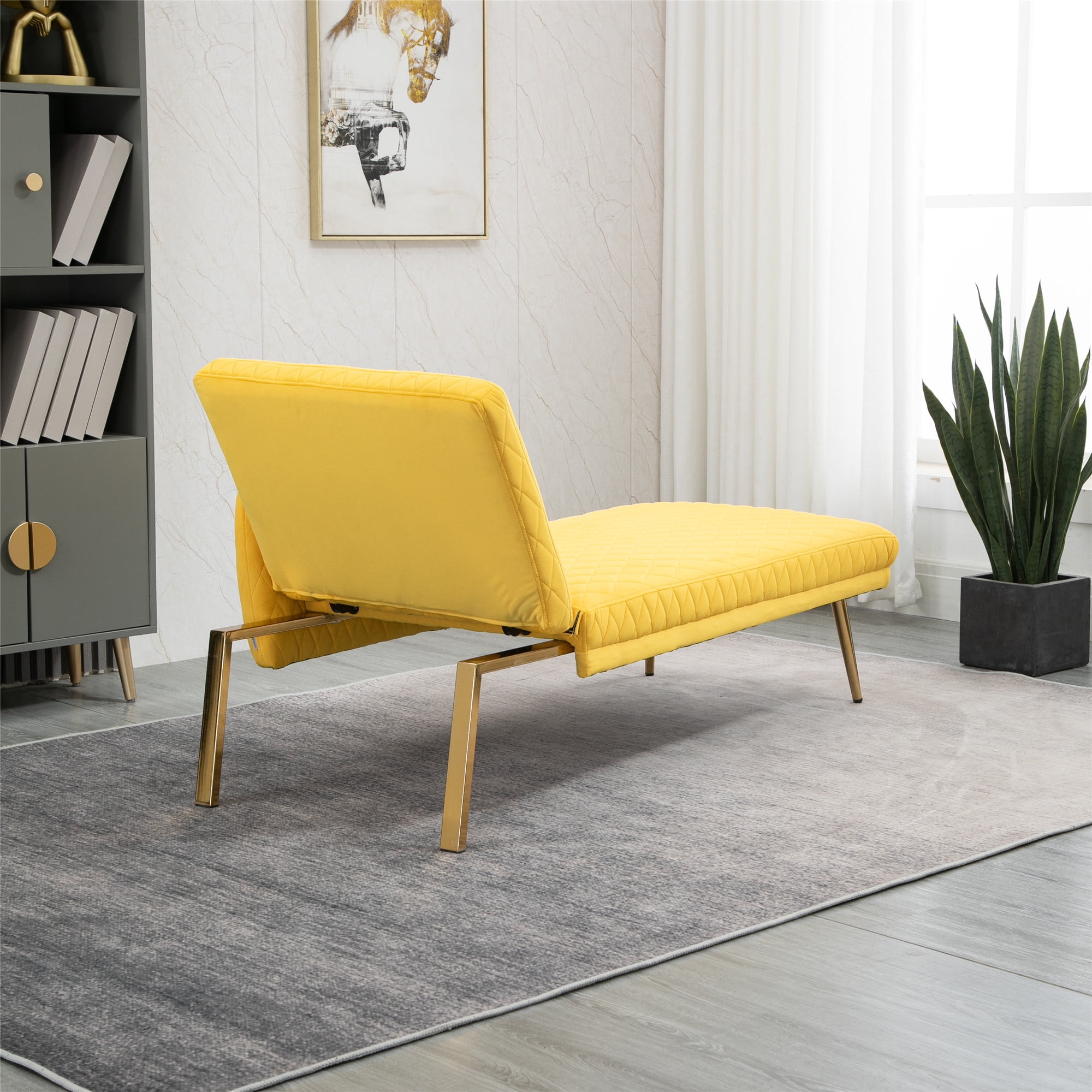 Velvet Chaise Lounge Sleeper Sofa, Modern Tufted Upholstered Sofa Lounge Chair, Accent Loveseat Sofa Gold Metal Legs, for Living Room Bedroom Office, Green - Walmart.com