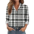 thumbnail image 2 of VgaVtl Collared Womens Shirts Long Sleeve Plaid Tops for Women Button Down Office Regular Casual Black Shirts,S, 2 of 5