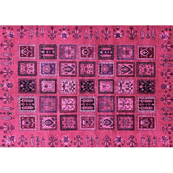 Ahgly Company Indoor Rectangle Abstract Pink Modern Area Rugs, 4' x 6'