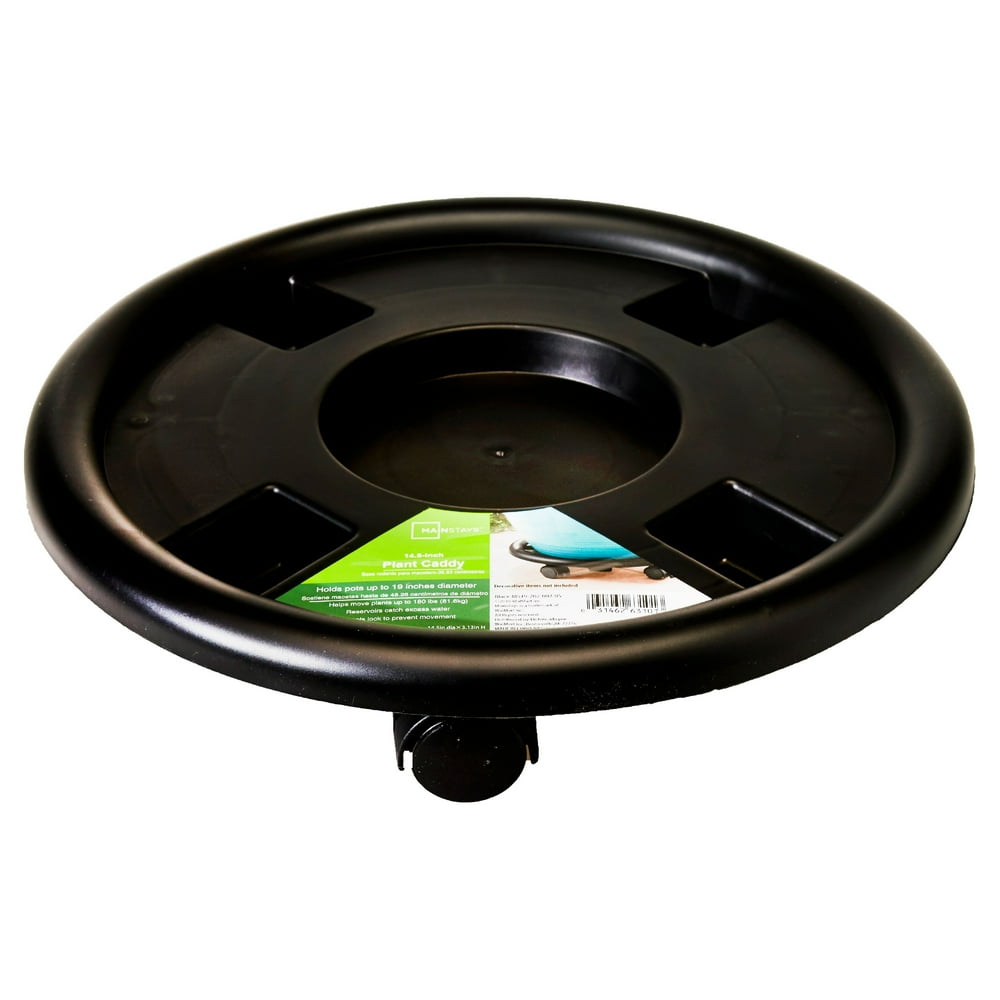 Mainstays 14.5 inch Plastic Black Plant Caddy