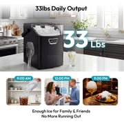 EUHOMY Countertop Nugget Ice Maker, 33Lbs/24H, Ready in 5 Mins, Self-Cleaning Portable Ice Machine, Black