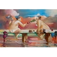 thumbnail image 2 of West, Ronald 24x17 White Modern Wood Framed Museum Art Print Titled - Wine and Cake on Jetty, 2 of 4