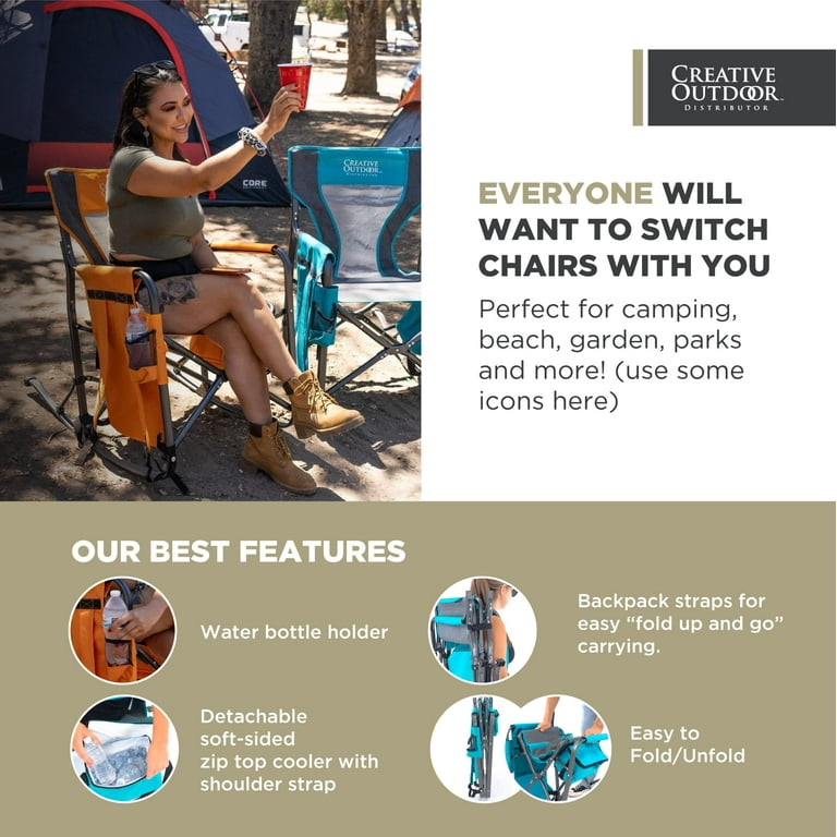 Creative Outdoor Folding Rocking Chair Beach Chair for Camping and