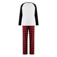 thumbnail image 4 of Christmas Family Pajamas Matching Set Letter Print Long Sleeve Tops and Elastic Plaid Pants Loungewear Soft Sleepwear, 4 of 5