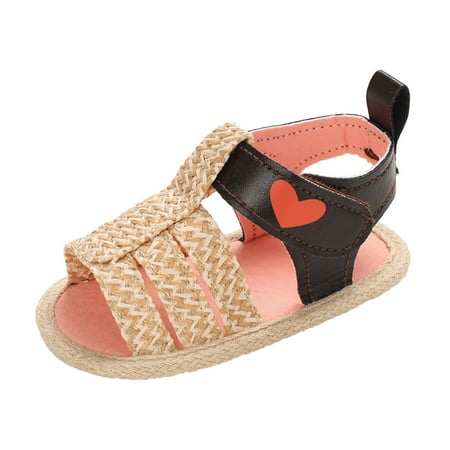 

kpoplk Cute Shoes For Teen Girls Boys Sandals First Non-Slip Baby Color Rubber Walking Shoes Girls Contrast Baby Sandals Girl(A)