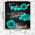 thumbnail image 2 of 4Pcs Teal Rose Shower Curtain Set, Thankful Grateful Blessed Turquoise Bathtub Curtain with Non-Slip Rug, Toilet Lid Cover, Bath Mat and 12 Hooks, Romantic Green Floral Bathroom Decor, 72 x 72 inch, 2 of 5