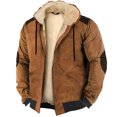 thumbnail image 2 of DondPO Puffer Jacket Men Mens Coat Men's Color Matching Hooded Cotton Jacket With Zipper Fleece Jacket Men Mens Tops Brown 4XL, 2 of 4