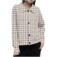 thumbnail image 2 of Mceream Women's Ribbed Knit Shacket Button Down Plaid Jackets Long Sleeve Sweater Shirts Fall Winter Trendy Cardigans Plus Size Outwear Chaqueta TéRmica Para Mujer Khaki XXL, 2 of 5