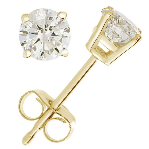 Vir Jewels 1/4 CTTW Diamond Stud Earrings 14K Yellow Gold 4 Prong Basket Set with Push Backs