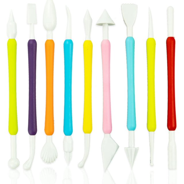 9 Pcs Outils de Modélisation en Fondant, Stylos à Sculpter - Double Extrémité avec 18 Formes Différentes de Sculpture - Gâteaux de Fondant, Pâte de Gomme, Artisanat du Sucre, Modélisation de l'Argile, Accessoires de Cuisson