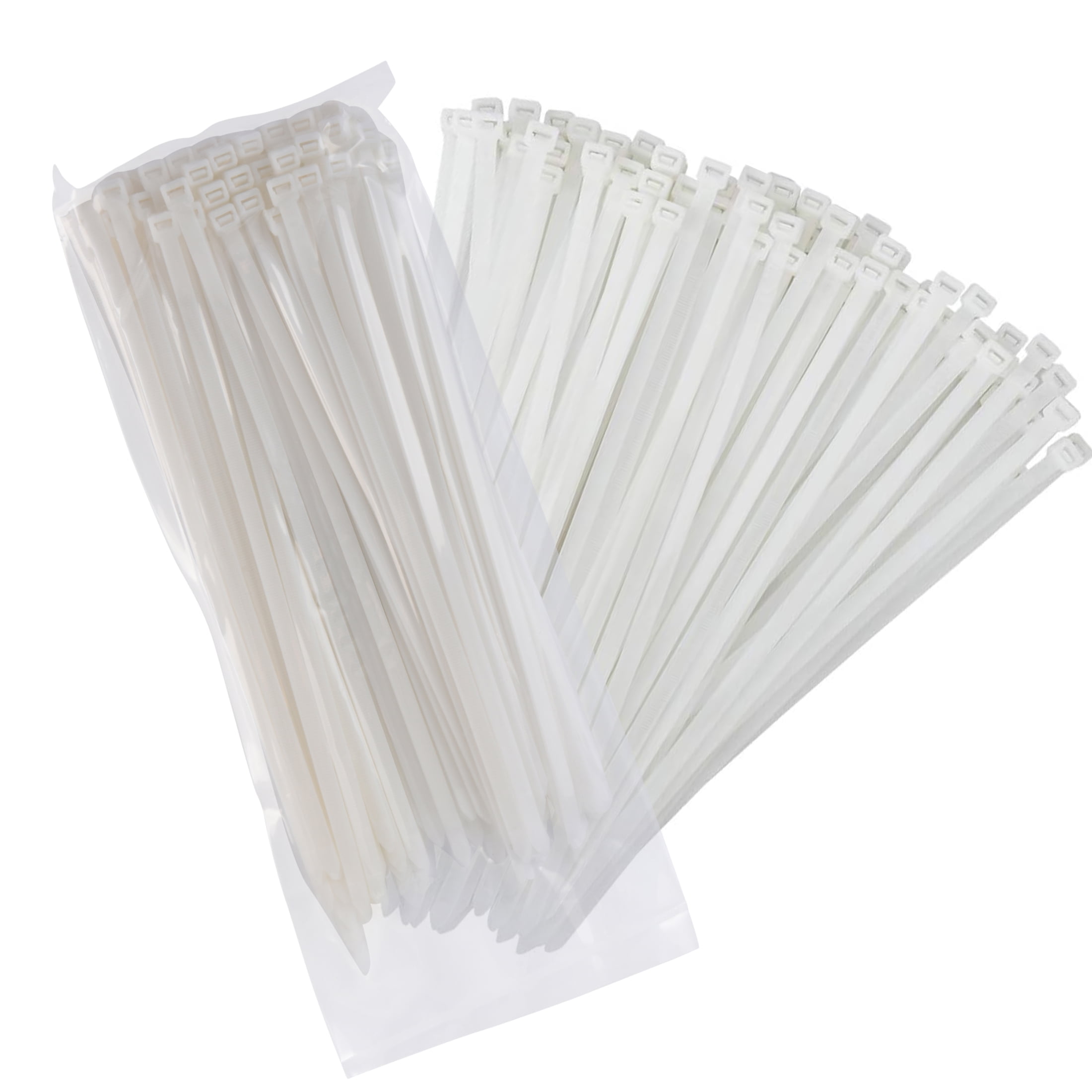 White Zip Ties Heavy Duty - 12" Self-Locking Cable Ties (100 Pack) with 120lbs Tensile Strength for Indoor and Outdoor Use by Bolt Dropper