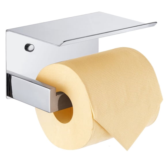 KOKOSIRI Porte-Papier Toilette avec Étagère Chrome Porte-Rouleau de Papier Toilette pour Salle de Bain T-304 en Acier Inoxydable Monté au Mur, Finition Polie, B2010CH