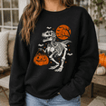 thumbnail image 2 of Halloween Shirt, Skeleton T-Rex Trick or Treat Sweatshirt, Spooky Dinosaur Hoodie, Pumpkin Candy T-Shirt, Halloween Gift for Men and Women, 2 of 9