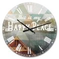 thumbnail image 1 of Designart 'Lake House Happy Quote' Traditional wall clock, 1 of 4
