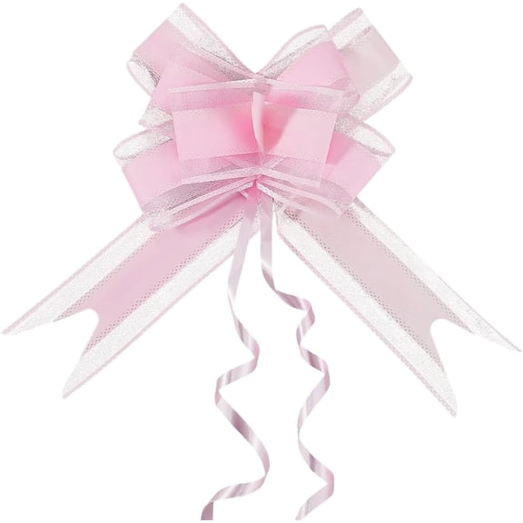 10Pcs Large Pink Gift Bows Pull String Bows Ribbon Drawstring Gift Basket Ribbon Ties Wrapping Supplies for Christmas Wedding Birthday Decoration Party Favor Packaging Floral Arrangements