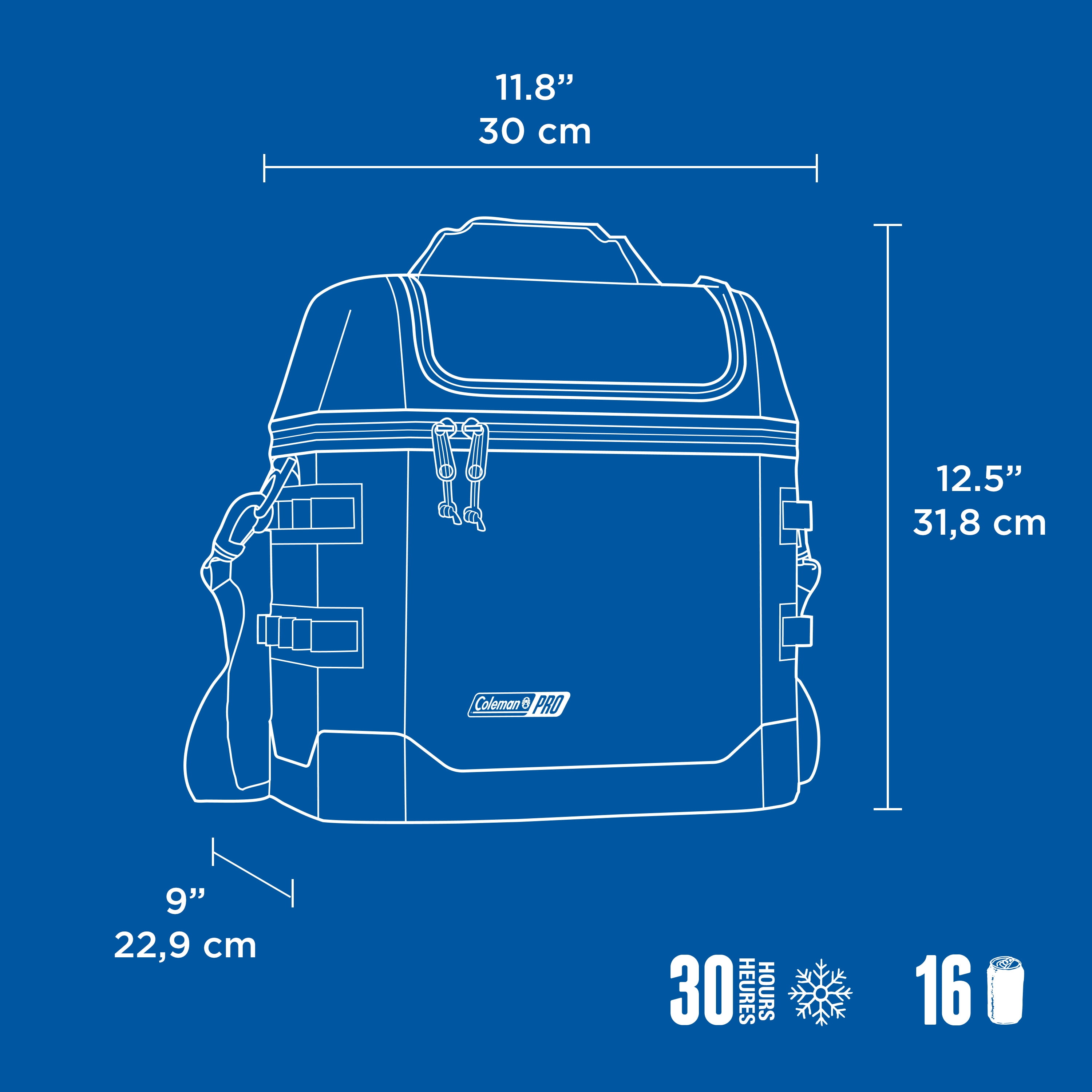 Coleman Pro Premium Soft Cooler, 24 Can (32 qt) Lunchbox with Insulated Lid & Body, Stays Cold up to 35 Hours