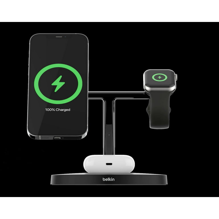 Belkin MagSafe BOOSTCHARGE Pro 3-in-1 Wireless Charger Stand, 15W 