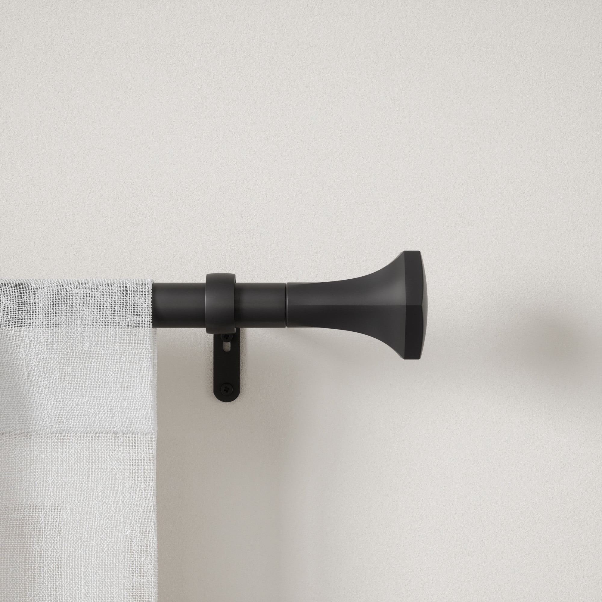 Umbra Sita Adjustable Curtain Rod, Matte Black Finish, 1-inch Diameter, 72-144 Inches