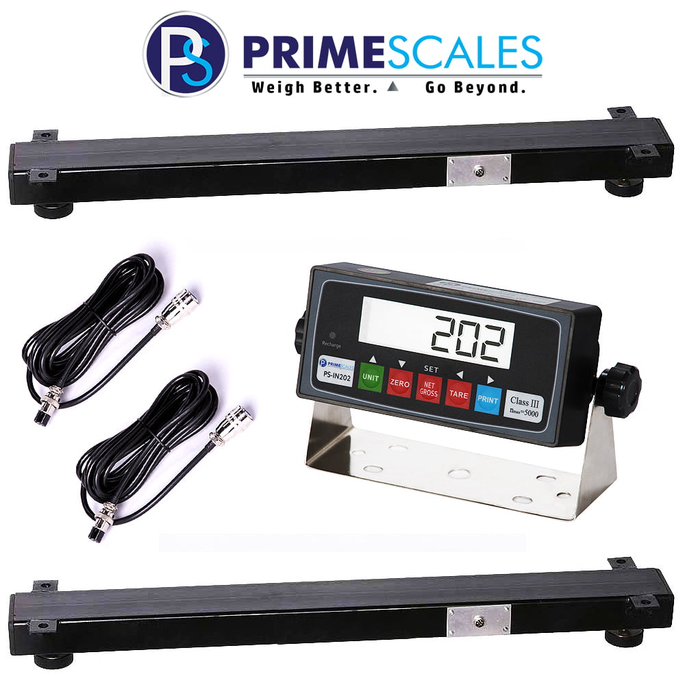 1-year limited warranty Two 15FT Connecting Cables Quick Dis-Connector PS-WB Weigh Bar Two Scales/Bars Set 40 Inches 5000x1lb Heavy Duty Structure with PS-IN202 Indicator for Live Stock Weighing