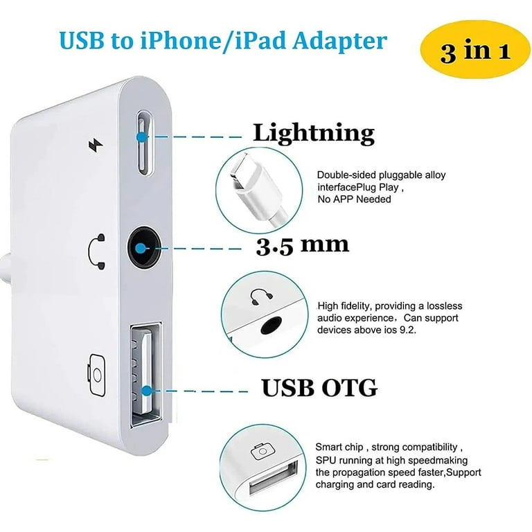 Adaptador USB - Jack 3.5 mm - Lightning - Tapplik