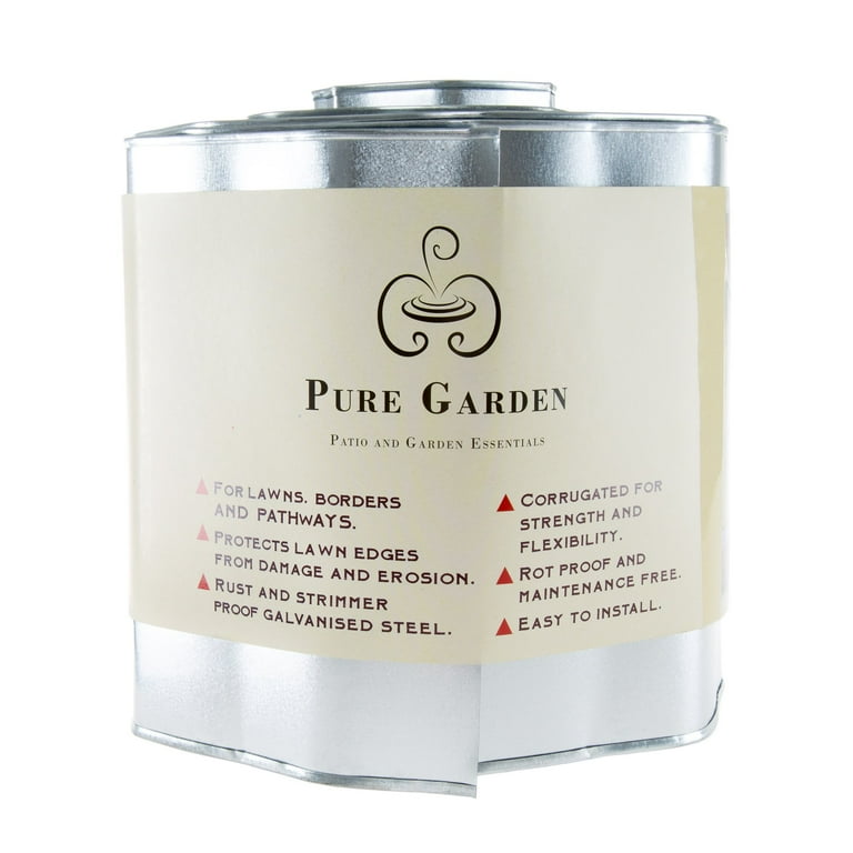 Pure Garden 6.25 in. x 16 ft. Galvanized Steel Lawn Edging Landscape Border Pure Garden 6.25 in. x 16 ft. Galvanized Steel Lawn Edging Landscape Border