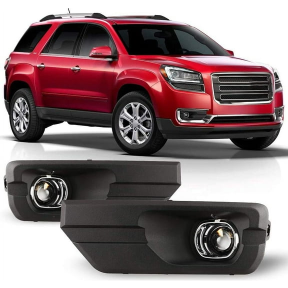 1 Pair Fog Lights Assembly Fit for GMC Acadia 2013 2014 2015 2016,Driver & Passenger Driving w/Halogen Bulbs   Wiring Harness (Black Housing Clear Lens)