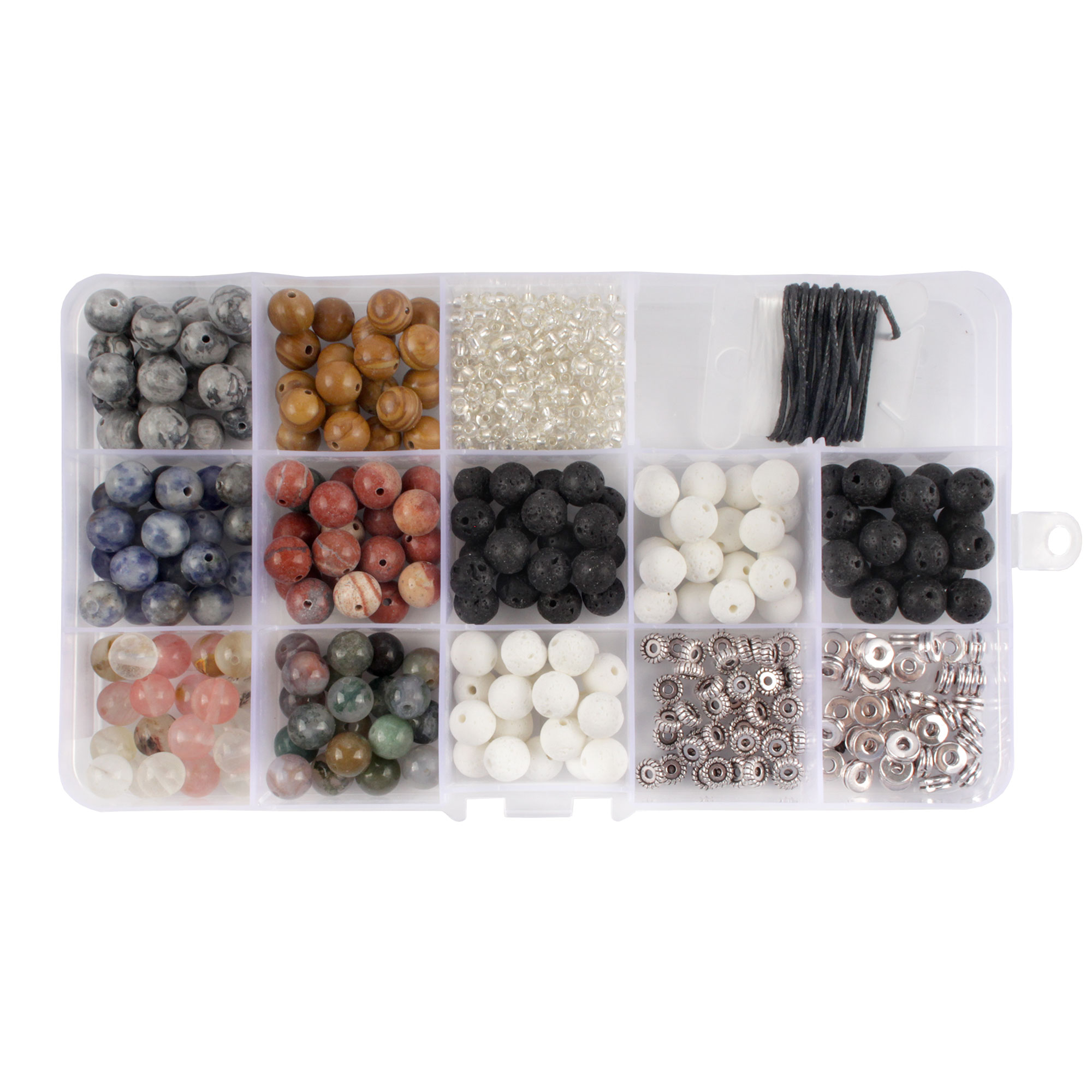 Assorted Bead Kits DIY Bracelet and Necklace Craft Set Earth Tone Natural Stone, Lava, Glass