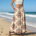 thumbnail image 5 of Women's Maxi Skirt Floral Printed Flowy Elastic Waist Long Skirts Boho Summer Beach Vacation Outfits with Pockets, 5 of 6