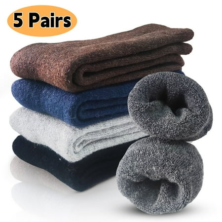 Wool Socks for Men, Soft Warm Winter Socks for Men, Thick Winter Wool Hiking Socks, Socks Super Soft Cozy Boot Socks 5 Pairs