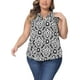 thumbnail image 1 of Blusa sin mangas de talla grande para mujeres, con estampado floral, escote en V, túnica, camiseta 3X, negra, 1 of 1