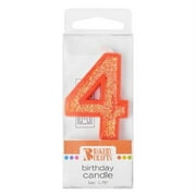 Mini Glitter Numeral Candle 1.75" Orange - 4