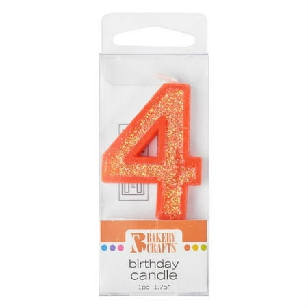 Mini Glitter Numeral Candle 1.75" Orange - 4