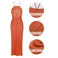thumbnail image 4 of Edolynsa Women Halter Neck Knit Maxi Dress Backless Hollow Out Swimwear Coverup Crochet Sleeveless Long Beachwear Resort Wear, 4 of 8