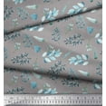 thumbnail image 3 of Soimoi Gray Silk Fabric Flower Leaves Print Fabric by the Yard 42 Inch Wide, 3 of 3
