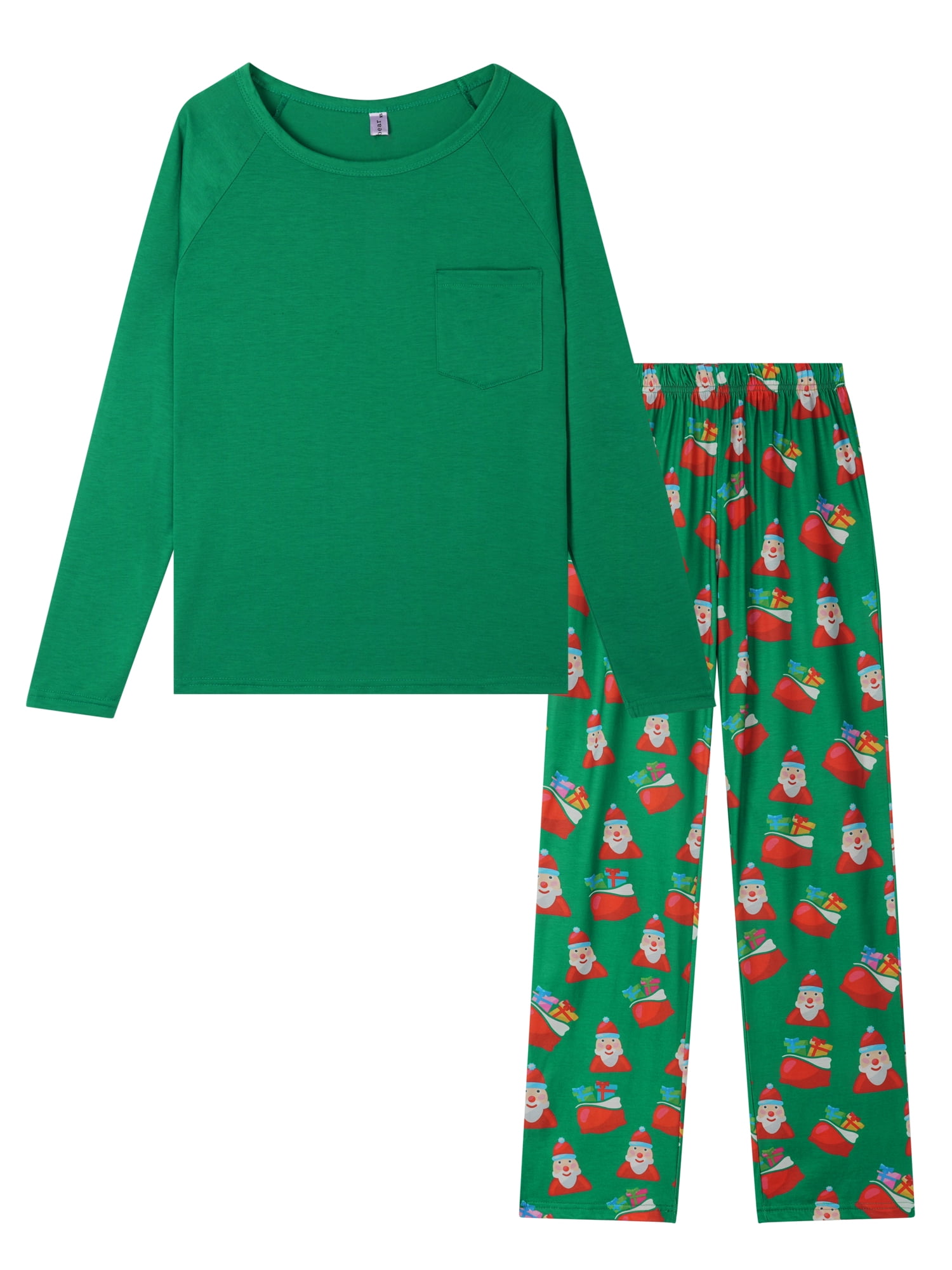 DARING DIVA Pajamas Christmas Santa Family Pajama Long Sleeve Family Pajama Sets XL Men Green
