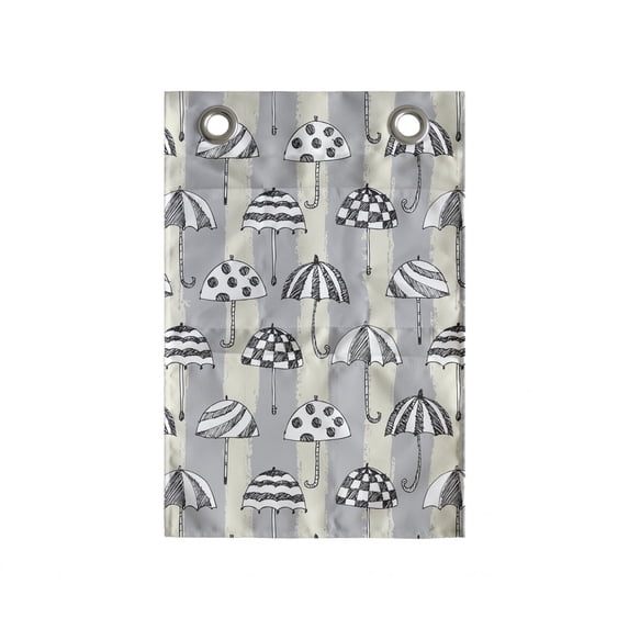 Umbrella Hanging Pocket Organizer, Repetitive Rainy Weather Accessories Striped Background Illustration, Printed Polyester Storage Bag with Pockets, 14" x 20", Pale Grey and Eggshell