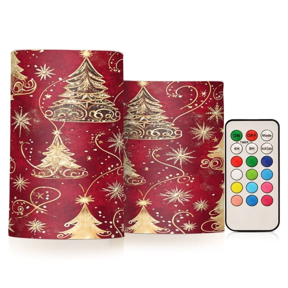 BZSMCE Flameless Candles LED Lights Christmas Trees and Gold Line Creativity Battery Candles