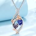 thumbnail image 4 of Taioiat Double Birthstone Necklaces for Women 18K Gold Plated Birthstone Rose Flower Jewelry Anniversary Valentines Day Mother's Day Birthday Gifts for Her Wife Girlfriend Mom, 4 of 7