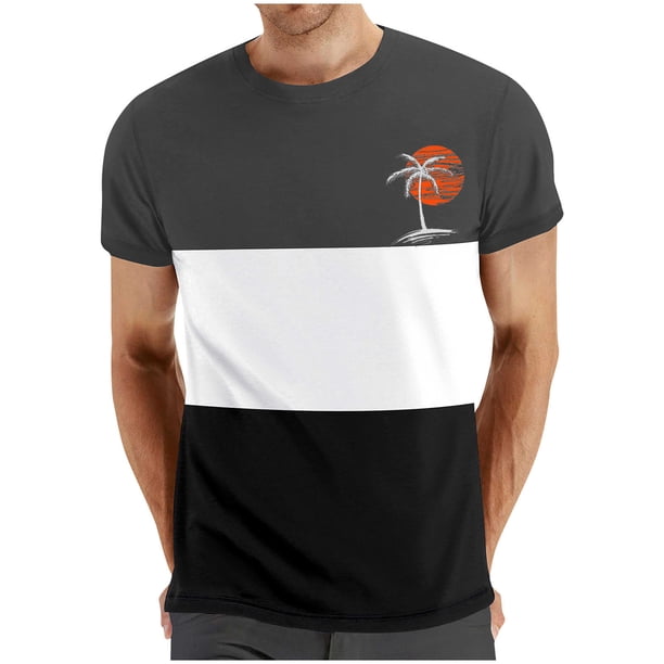 Mens Casual Pantalones Cortos Cuello Redondo Patchwork Impresión Suéter Blusa de Fitness, Camisetas para Hombre