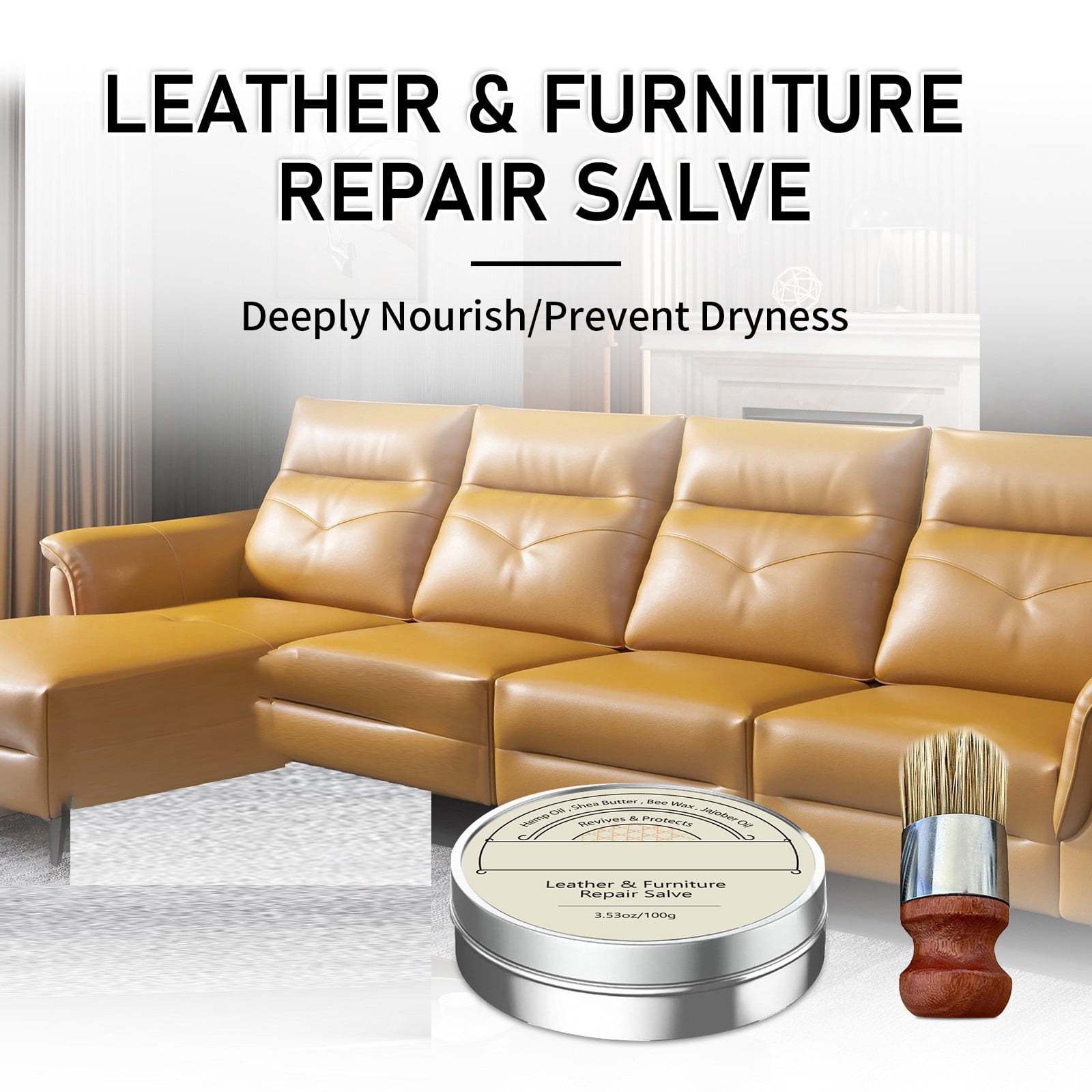 2PCS Leather Restoration Cream,  Leather Cream, Leather Conditioner,Leather & Furniture Repair Salve + Applicator Brush, for Couches and Furniture, Repair Salve for Car Sea
