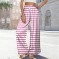 thumbnail image 5 of Bovemsi Wide Leg Pants Woman Women's 2025 Vacation Elastic Rope Horizontal Striped Casual Travel Pants, 5 of 6