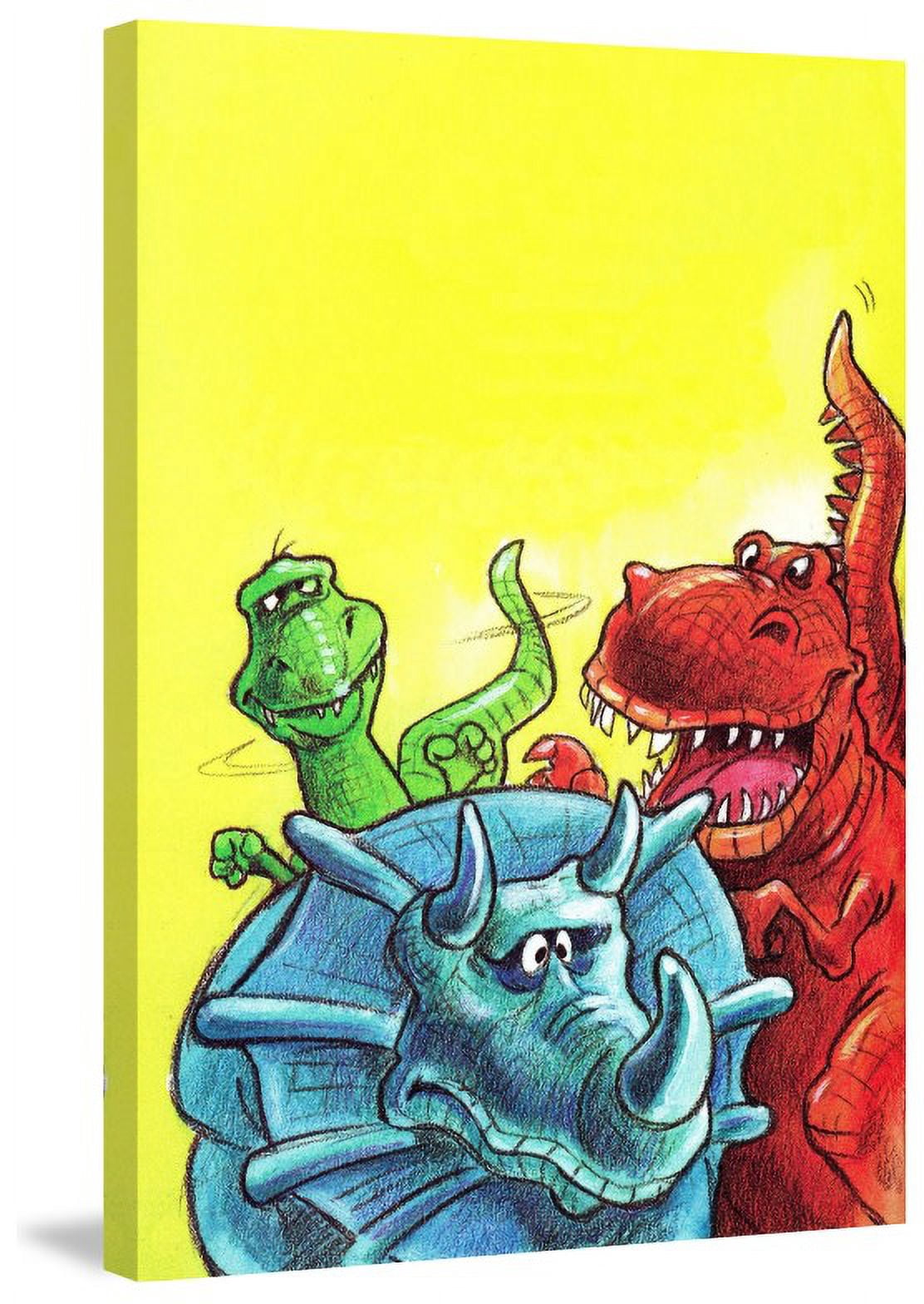 Marmont Hill "Funny Dinosaurs" by Curtis Painting Print on Canvas